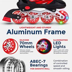 img 2 attached to 🛼 MOSILA Inline Skates for Children – Roller Skates for Girls and Boys – Easily Adjustable, Fits US Kids Size 3-5, 6-8 – Expands As Your Child Grows – Light Up Front Wheel and Low Friction Wheels