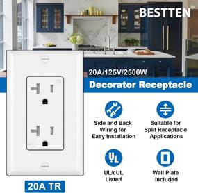 img 3 attached to [20 Pack] BESTTEN 20A Tamper-Resistant Wall Receptacle Outlet with Wall Plate, UL Listed, for Residential and Commercial Use, in White