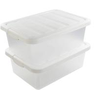 🗄️ efficient organization made easy with wekiog versatile storage organizer plastic bins with lids - pack of 2, 14 quart, white logo