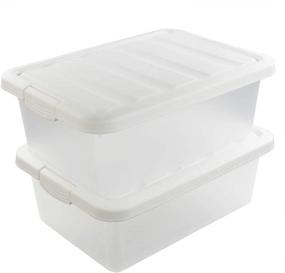 img 4 attached to 🗄️ Efficient Organization Made Easy with Wekiog Versatile Storage Organizer Plastic Bins with Lids - Pack of 2, 14 Quart, White