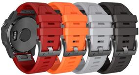 img 4 attached to NotoCity Compatible Fenix 5X Plus Bands Sport Silicone Replacement Watch Strap For Garmin Fenix 5X/Fenix 5X Plus/Fenix 6X/6X Pro/Fenix 3/HR/Descent MK1/D2 Delta PX/D2 Charlie(Black/Orange/Red/Grey)