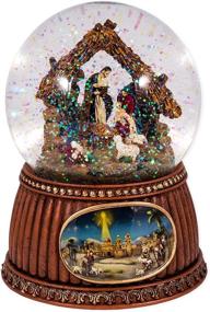 img 4 attached to Enchanting Nativity Snow Globe - 5.5 🌟 x 4 Resin Tabletop Decoration with Natural Brown Tones