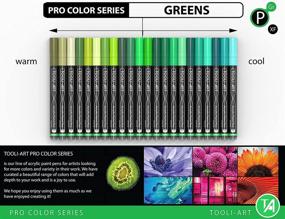 img 1 attached to 🎨 22 Assorted Pro Color Series Acrylic Paint Pens | 0.7mm Extra Fine Tip | Rock Painting, Glass, Mugs, Wood, Metal, Canvas, DIY Projects | Non-Toxic, Waterbased, Quick Drying (Green)
