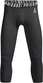 img 2 attached to 🏀 PRIESSEI Boys Compression Pants Leggings: Youth Basketball Tights for Quick Dry Athletic Performance