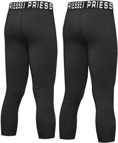 img 3 attached to 🏀 PRIESSEI Boys Compression Pants Leggings: Youth Basketball Tights for Quick Dry Athletic Performance