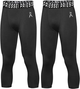 img 4 attached to 🏀 PRIESSEI Boys Compression Pants Leggings: Youth Basketball Tights for Quick Dry Athletic Performance