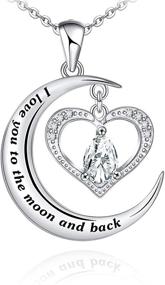 img 4 attached to I Love You to The Moon and Back Pendant Necklace - 925 Sterling Silver Moon Heart Necklaces for Women, Girls, Girlfriend, Wife, Mother, Daughter - ATTRACTTO