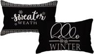 🛋️ cozy up this winter with hello winter black sweater weather throw pillow covers - 12x20 inches, set of 2 logo