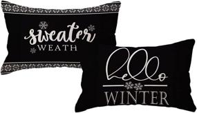 img 4 attached to 🛋️ Cozy up This Winter with Hello Winter Black Sweater Weather Throw Pillow Covers - 12x20 inches, Set of 2