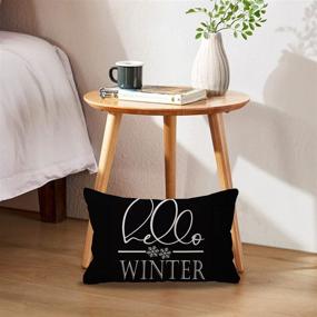 img 3 attached to 🛋️ Cozy up This Winter with Hello Winter Black Sweater Weather Throw Pillow Covers - 12x20 inches, Set of 2