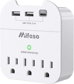 img 4 attached to 🔌 3 Outlet Extender with USB Wall Charger, Surge Protector and Phone Holder - Multi Plug Outlet Extender, USB-C 3.1 A and 2 USB-A, Ideal for Office and Home Use, 490Joules