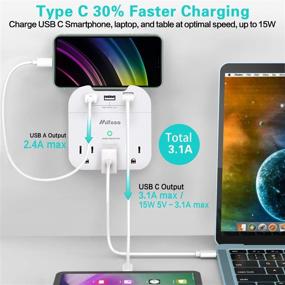 img 3 attached to 🔌 3 Outlet Extender with USB Wall Charger, Surge Protector and Phone Holder - Multi Plug Outlet Extender, USB-C 3.1 A and 2 USB-A, Ideal for Office and Home Use, 490Joules