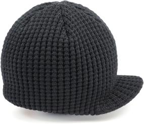 img 3 attached to 🧢 Cute and Trendy Baby Boy's Black and Gray Checkered Visor Beanie Hat for Style-Conscious Parents