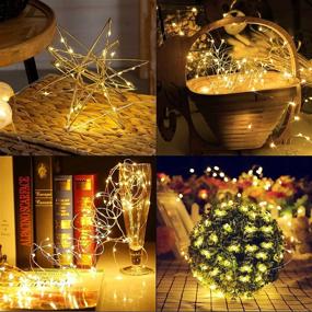 img 1 attached to 💡 Waterproof Battery Operated Fairy Lights, 7ft 20 LED Firefly Starry Moon Lights, Copper Wire Twinkle Lights for Wedding, Bedroom, Patio, Party, Christmas - Warm White (2 Pack)