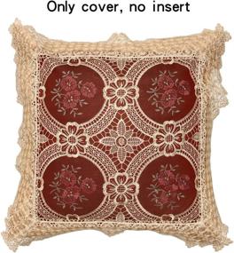 img 3 attached to Simhomsen Vintage Lace Decorative Throw Pillow Cases (Set of 2), 18x18 Inches, Burgundy - Cushion Covers Only