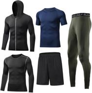 🏋️ ultimate gym clothing: buyjya 5pcs men's compression pants shirt top long sleeve jacket athletic sets - perfect workout attire logo