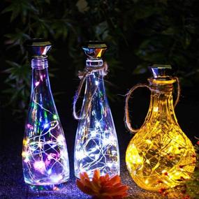 img 3 attached to 🍷 Solar Wine Bottle Lights: Elegant Diamond Cork Lights for Outdoor Decor, Waterproof Copper Wire String Lights Perfect for Bedroom, Christmas Party, Wedding Decorations - 2 Pack