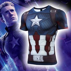 img 3 attached to 🦸 Men's Compression Shirt: Captain America Themed 3D Print Short Sleeve T-Shirt