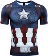 🦸 men's compression shirt: captain america themed 3d print short sleeve t-shirt logo