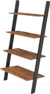 📚 4-tier leaning shelf, wall ladder bookshelf for living room, kitchen, office - rustic brown colour logo