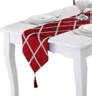 🎉 enhance your wedding or christmas party decor with bettery home classic table runner - red, 11"x 70" with elegant tassels логотип