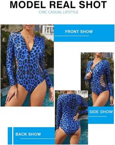 img 2 attached to Aleumdr Printed Swimsuit Swimwear Blocked Women's Clothing
