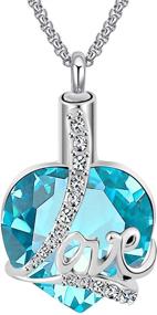 img 4 attached to 💙 Love Heart Blue Crystal Cremation Urn Necklace Jewelry – Keepsake Holder Pendant for Ashes, Memorial Necklace