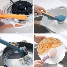 img 2 attached to 🧼 TINEMET Kitchen Brush for Efficient Dish, Pot, Pan, and Sink Cleaning - High-Quality Scrubbing Brush with Convenient Stand (1 piece)