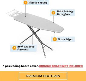 img 2 attached to 🔥 SAVUK Silver Ironing Board Cover - Extra Heavy Duty 15x54 inch Size with Silicone Coating, 4-Layered Thick Padding, Heat Reflective, Non-Stick, Scorch/Stain Resistant, Elastic Edge