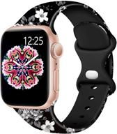 🌸 easuny неомрачаемые силиконовые браслеты с цветочным принтом для apple watch 40 мм, 38 мм, 44 мм, 42 мм - стильные запасные аксессуары для ремешка на запястье для iwatch se и серии 6/5/4/3/2/1, женщины и девочки. логотип