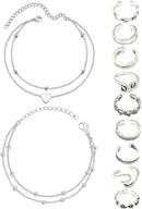 stylish layered anklet and toe ring set: adjustable anklets and toe rings for women and girls logo