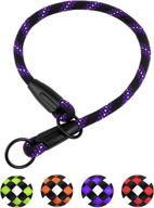 🐶 bronzedog reflective rope dog collar: slip choke collar for small medium large dogs - purple, orange, green logo