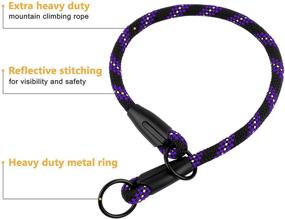 img 3 attached to 🐶 BRONZEDOG Reflective Rope Dog Collar: Slip Choke Collar for Small Medium Large Dogs - Purple, Orange, Green