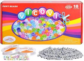 img 3 attached to 🌈 VICOVI 2250+pcs Pony Beads Kit: A Rainbow of Colors for Endless Kids' DIY Crafts, Bracelets, and Hair Accessories