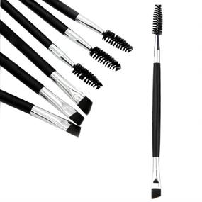 img 1 attached to 🖌️ Duo Eyebrow Brush and Spoolie Combo, BETURY Professional Eyebrow Makeup Tool with Eyelash Comb - Pack of 2 (Black)