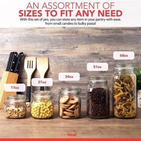 img 3 attached to EatNeat 5-Piece Airtight Glass Kitchen Canisters with Glass Lids - Set of 5 Mason Jars for Food Storage, Organization, and Canning - Food Storage Containers that Store 68, 51, 34, 27, and 17 Ounces Efficiently