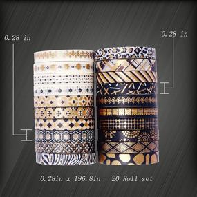 img 3 attached to 🎨 Set of 20 Rolls of Hot Stamping Washi Tape - Vintage Black and Gold Decorative Tape for DIY Bullet Journaling, Crafts, Gift Wrapping (7mm Width, 5m Length)