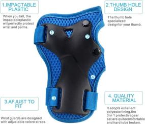 img 3 attached to Children's/Kids' Knee Pad Elbow Pads Wrist Guards Protective Gear Set for Rollerblade Roller 🛴 Skates Cycling BMX Bike Skateboard Scooter Riding Sports, Toddler Outdoor Multi-Sports Protection, Age 3-7, Blue