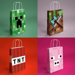 img 3 attached to 🎉 Mine Pixel Party Gift Bags: Perfect Party Supplies for Game Fans & Birthday Celebrations - 16 Pcs, Ideal for Kids and Adults