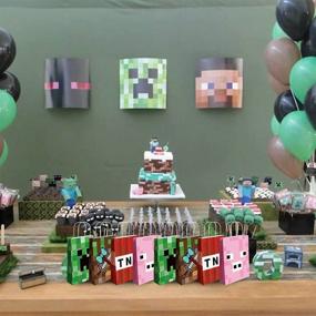 img 2 attached to 🎉 Mine Pixel Party Gift Bags: Perfect Party Supplies for Game Fans & Birthday Celebrations - 16 Pcs, Ideal for Kids and Adults