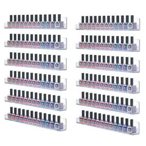 img 4 attached to 🔹 FEMELI 12 Tier Acrylic Nail Polish Rack Organizer: Clear Wall Mount Essential Oil Shelf for Home Salon, Business, Spa