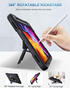 img 1 attached to 📱 SUPFIVES iPad Pro 11 Case 2020 2nd Gen &amp; 2018, Military Grade Drop Tested Heavy Duty Protective Case with Soft Silicone Bumper, Apple Pencil Holder, Swivel Stand, Handle/Shoulder Strap - Black