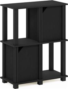 img 4 attached to 🗄️ FURINNO Brahms Storage Shelf - 3-Tier Organizer in Sleek Black Oak/Black Finish