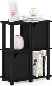 img 1 attached to 🗄️ FURINNO Brahms Storage Shelf - 3-Tier Organizer in Sleek Black Oak/Black Finish