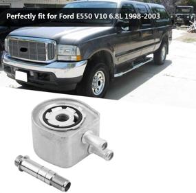 img 3 attached to Engine Oil Cooler Replacement for Ford E Econoline Van, Excursion, F150, F250 F350 F450 F550 - Fits 5.4L/6.8L Gasoline Engines (98-03/00-05/00-04/99-07) - Replaces 4C3Z6A642A F8UZ6A642HA