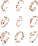 🌸 cassieca 9pcs adjustable hypoallergenic toe rings for women: flower & arrow tail pinky knuckle rings - stylish summer beach foot jewelry set logo