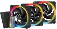 🌀 arctic bionix p120 a-rgb (3 pc bundle with a-rgb controller) - 120mm pwm pressure-optimized fan, cooler, fluid dynamic bearing, 400-2300 rpm - black logo