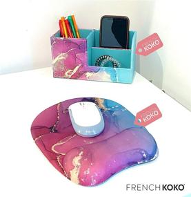 img 1 attached to 🖊️ Marble-lous French KOKO PU Leather Desk Organizer: A Stylish Pen Holder for Office or School Supplies - Perfect Desk Accessories for Kids, Teens, Girls, and Women