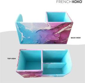 img 2 attached to 🖊️ Marble-lous French KOKO PU Leather Desk Organizer: A Stylish Pen Holder for Office or School Supplies - Perfect Desk Accessories for Kids, Teens, Girls, and Women