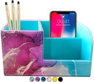 🖊️ marble-lous french koko pu leather desk organizer: a stylish pen holder for office or school supplies - perfect desk accessories for kids, teens, girls, and women логотип